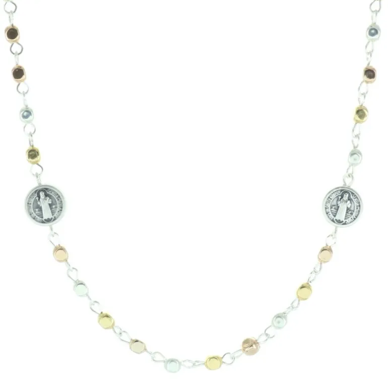 Palais du Rosaire Collier dizainier Saint Benoit avec perles métal^ Collier Fantaisie