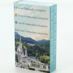 Palais du Rosaire Collier en acier avec médaille de l'Apparition de Lourdes avec boîte imagée^ Collier Fantaisie