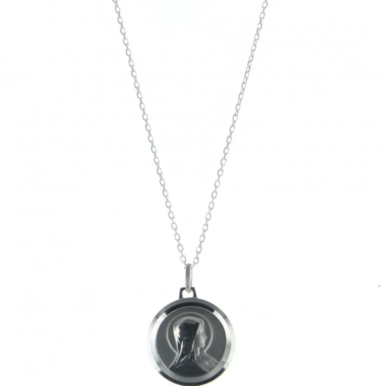 Palais du Rosaire Collier en argent avec médaille de la Vierge Marie de 20mm^ Collier En Argent | Médaille De La Vierge
