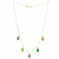 Palais du Rosaire Collier en Argent Doré avec 5 médailles colorées de la Vierge Miraculeuse^ Collier En Argent
