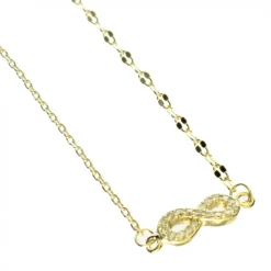Palais du Rosaire Collier en Argent Doré et Chaînes Asymétriques symbole Infini avec Strass^ Collier En Plaqué Or