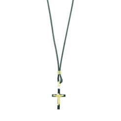Palais du Rosaire Collier en corde avec croix en hématite et Christ doré^ Collier Fantaisie