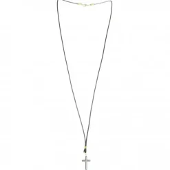 Palais du Rosaire Collier en corde avec croix en hématite et Christ doré^ Collier Fantaisie