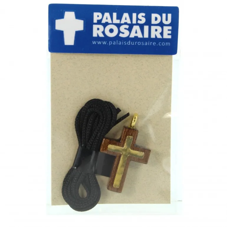 Palais du Rosaire Collier en corde et croix en bois d'érable de 2,5cm^ Collier Fantaisie