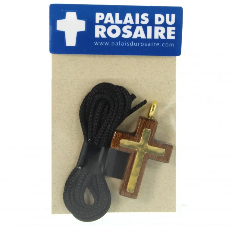 Palais du Rosaire Collier en corde et croix en bois d'érable de 5,1cm^ Collier Fantaisie