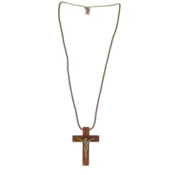 Palais du Rosaire Collier en lacet avec une croix en bois^ Collier Fantaisie