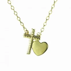 Palais du Rosaire Collier en Plaqué Or Croix et Coeur^ Collier En Plaqué Or
