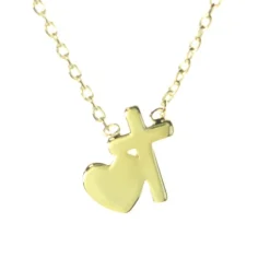 Palais du Rosaire Collier en Plaqué Or Croix et Coeur^ Collier En Plaqué Or