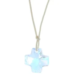 Palais du Rosaire Collier fantaisie lacet coulissant et pendentif croix Swarovski^ Collier Fantaisie