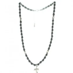 Palais du Rosaire Collier hématite et croix Tau^ Collier Fantaisie
