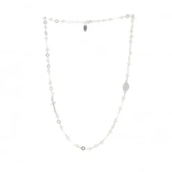 Palais du Rosaire Collier noir en argent avec perles en verre, croix argent et Miraculeuse^ Collier En Argent