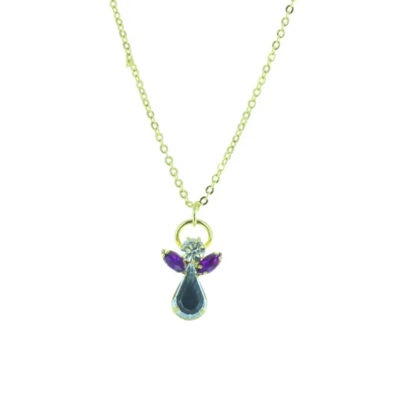 Palais du Rosaire Collier pour chaque mois avec Ange de Cristal véritable^ Collier Fantaisie