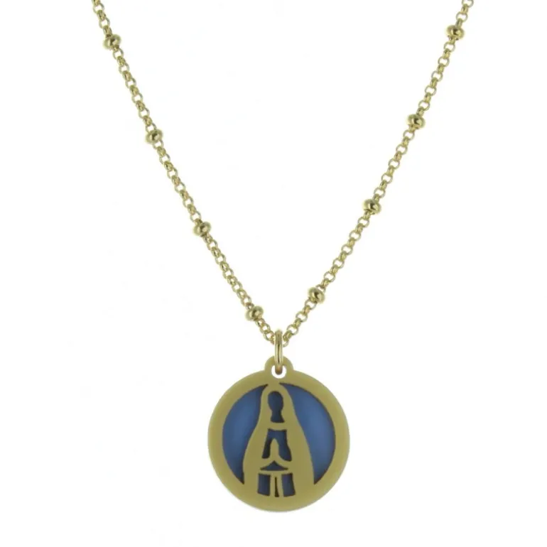 Palais du Rosaire Collier religieux avec un médaillon moderne de Notre Dame de Lourdes^ Collier Fantaisie