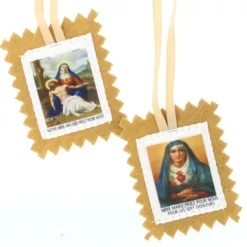 Palais du Rosaire Collier scapulaire des 7 douleurs de la Vierge Marie en tissu avec explication et prière^ Collier Scapulaire