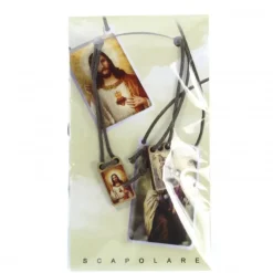 Palais du Rosaire Collier scapulaire du Sacré-Cœur de Jésus en bois et corde^ Collier Fantaisie