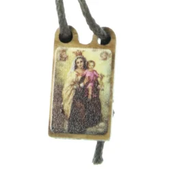 Palais du Rosaire Collier scapulaire du Sacré-Cœur de Jésus en bois et corde^ Collier Fantaisie