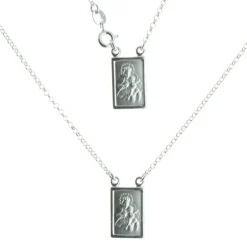 Palais du Rosaire Collier scapulaire en Argent avec médailles religieuses carrées^ Collier Scapulaire | Collier En Argent