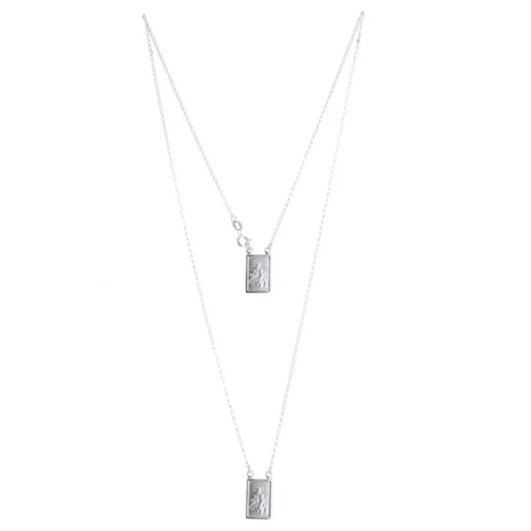 Palais du Rosaire Collier scapulaire en Argent avec médailles religieuses carrées^ Collier Scapulaire | Collier En Argent