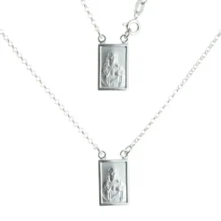 Palais du Rosaire Collier scapulaire en Argent avec médailles religieuses carrées^ Collier Scapulaire | Collier En Argent