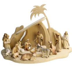 Palais du Rosaire Crèche artisanale en bois de 17 pièces avec l'étable^ Crèche | Statue En Bois