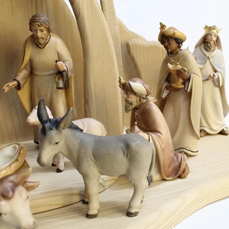 Palais du Rosaire Crèche artisanale en bois de 17 pièces avec l'étable^ Crèche | Statue En Bois