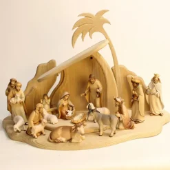 Palais du Rosaire Crèche artisanale en bois de 17 pièces avec l'étable^ Crèche | Statue En Bois