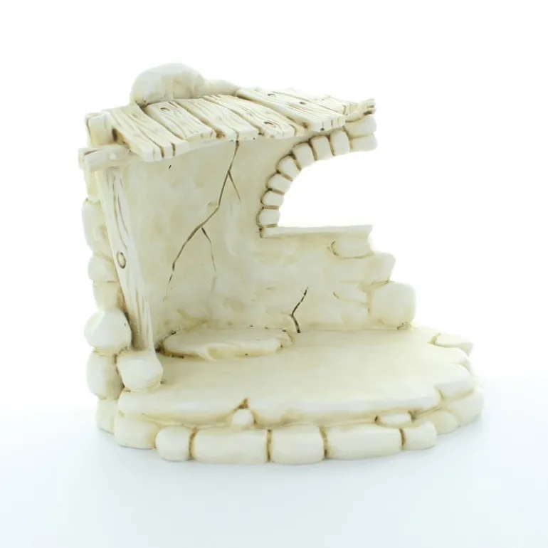 Palais du Rosaire Crèche blanche et dorée en résine 18 cm^ Décoration De Noël | Crèche