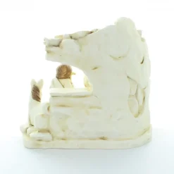 Palais du Rosaire Crèche blanche et dorée en résine 18 cm^ Décoration De Noël | Crèche