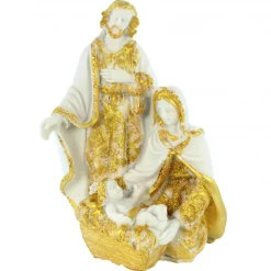 Palais du Rosaire Crèche de la Sainte Famille blanche et dorée de 12cm^ Crèche