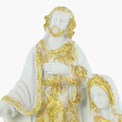 Palais du Rosaire Crèche de la Sainte Famille blanche et dorée de 12cm^ Crèche