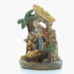 Palais du Rosaire Crèche de la Sainte Famille avec un palmier - Résine - 5cm^ Crèche