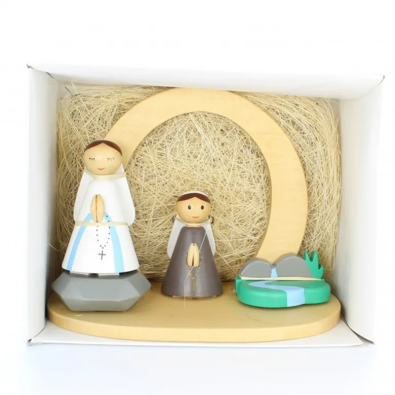Palais du Rosaire Crèche de l'Apparition en bois 17x13x10cm^ Décoration De Noël | Crèche