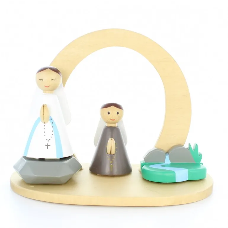 Palais du Rosaire Crèche de l'Apparition en bois 17x13x10cm^ Décoration De Noël | Crèche