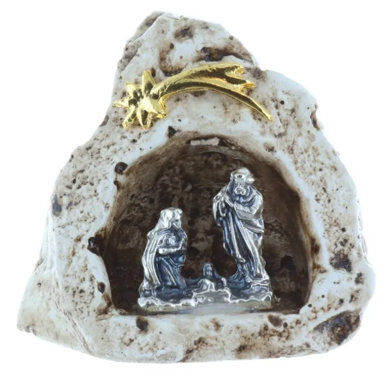 Palais du Rosaire Crèche de Noël dans une grotte en résine 5,5cm^ Décoration De Noël | Crèche
