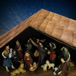 Palais du Rosaire Crèche de Noël peinte à la main 15 personnages^ Crèche