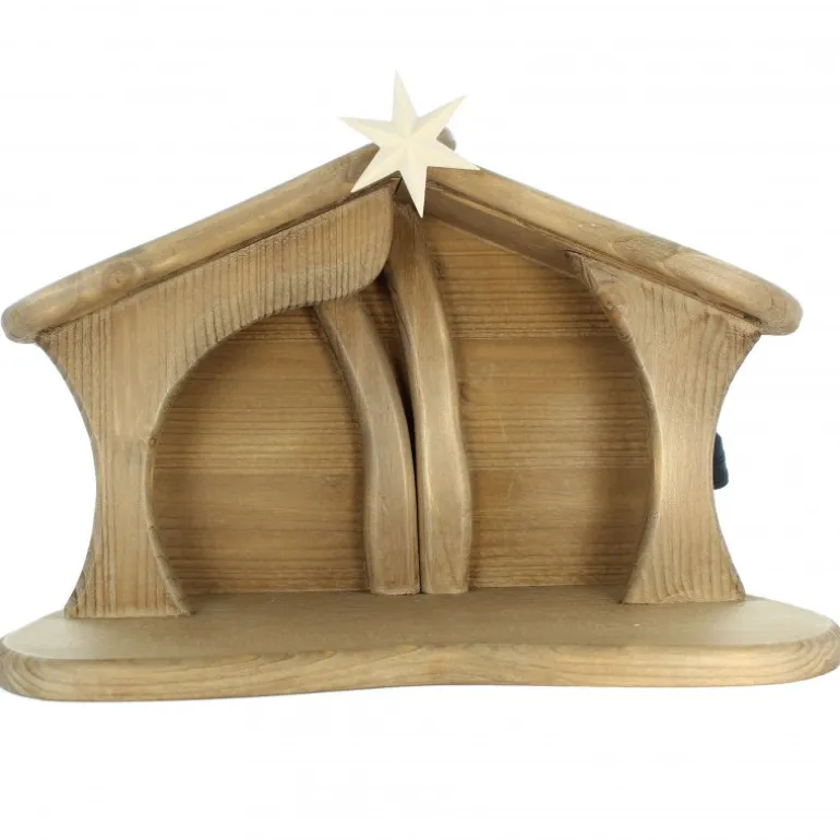 Palais du Rosaire Crèche en bois de 15 cm et 9 pièces éclairage LED^ Crèche | Statue En Bois