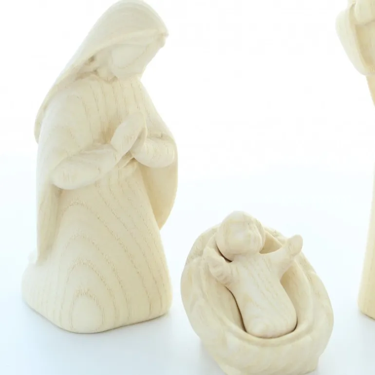 Palais du Rosaire Crèche en bois naturel 3 pièces 15cm^ Décoration De Noël | Crèche