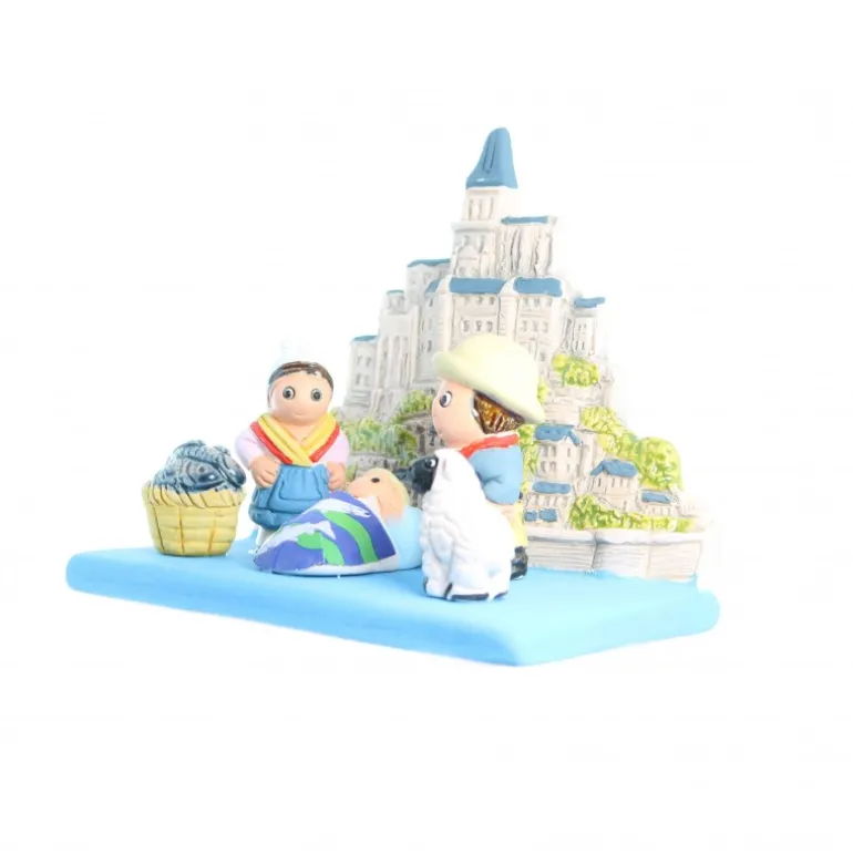 Palais du Rosaire Crèche en céramique du Mont Saint Michel^ Crèche