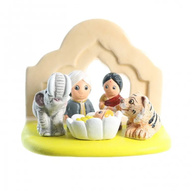 Palais du Rosaire Crèche Inde en céramique 8x7cm^ Crèche