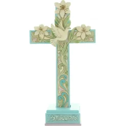 Palais du Rosaire Croix à poser avec des lys et une colombe de 18cm^ Pâques | Croix Religieuse