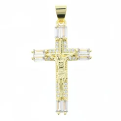 Palais du Rosaire Croix avec le Christ en métal doré de 3.2cm^ Croix En Pendentif | Médaille Et Croix Métal