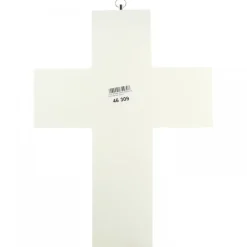 Palais du Rosaire Croix blanche en bois avec image réaliste du Christ 24x9cm^ Croix Religieuse