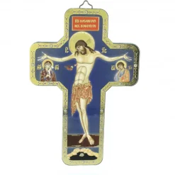 Palais du Rosaire Croix Christ Crucifié Style Byzantin en bois avec dorure^ Croix Religieuse