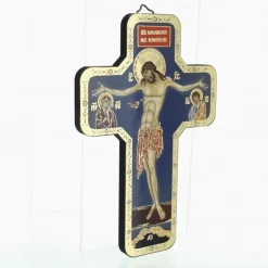 Palais du Rosaire Croix Christ Crucifié Style Byzantin en bois avec dorure^ Croix Religieuse