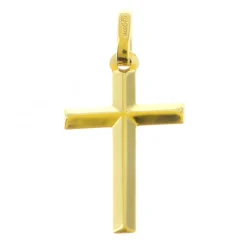 Palais du Rosaire Croix Chrétienne biseauté en Or 9 carats^ Croix En Pendentif | Médaille Et Croix Or