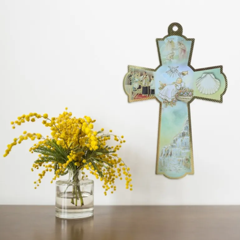 Palais du Rosaire Croix de baptême 16 cm^ Croix Religieuse