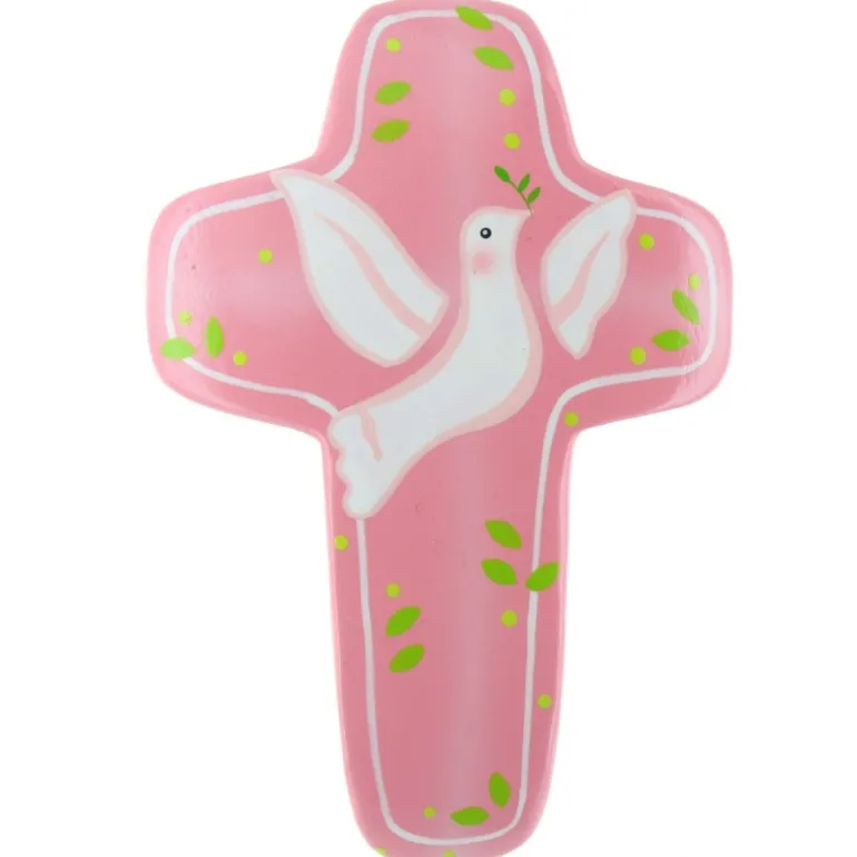 Palais du Rosaire Croix de Baptème en bois avec une Colombe 15cm^ Croix Religieuse