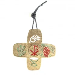Palais du Rosaire Croix de Communion en Bronze peint avec 4 symboles 7cm^ Communion | Croix Religieuse