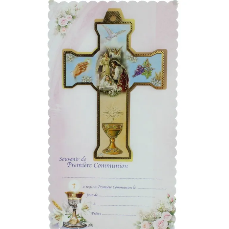 Palais du Rosaire Croix de communion pour fille avec un certificat souvenir^ Communion
