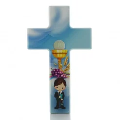 Palais du Rosaire Croix de communion pour garçon décorée d'un calice 15 cm^ Communion | Croix Religieuse